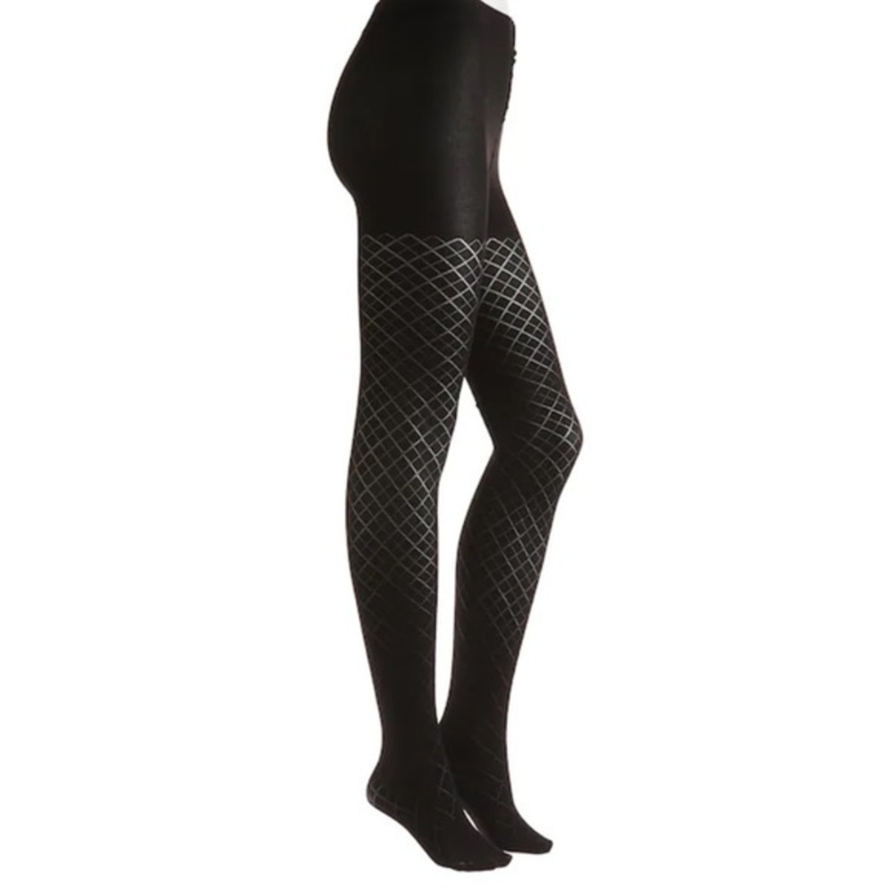 Memoi diamond argyle tights black medium large 130-175 lbs
